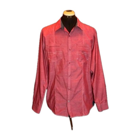 DRILL CLOTHING COMPANY Men's Vintage Rusty Red Button Down Casual Shirt Size L - Picture 4 of 11
